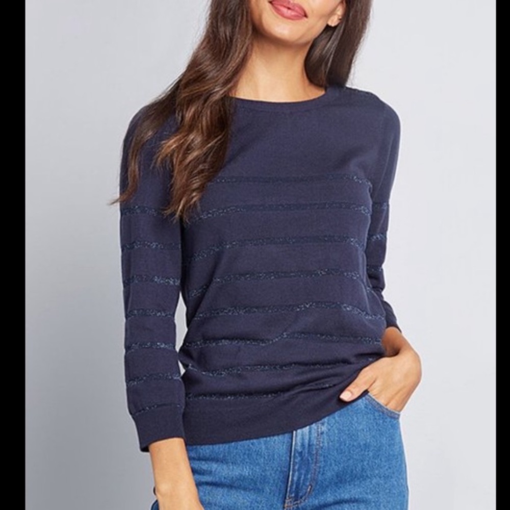 ModCloth sparkle stripe charter pullover sweater